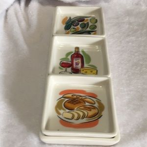 Avon large rectangular ceramic tray with olives. 3 smaller square trays inside